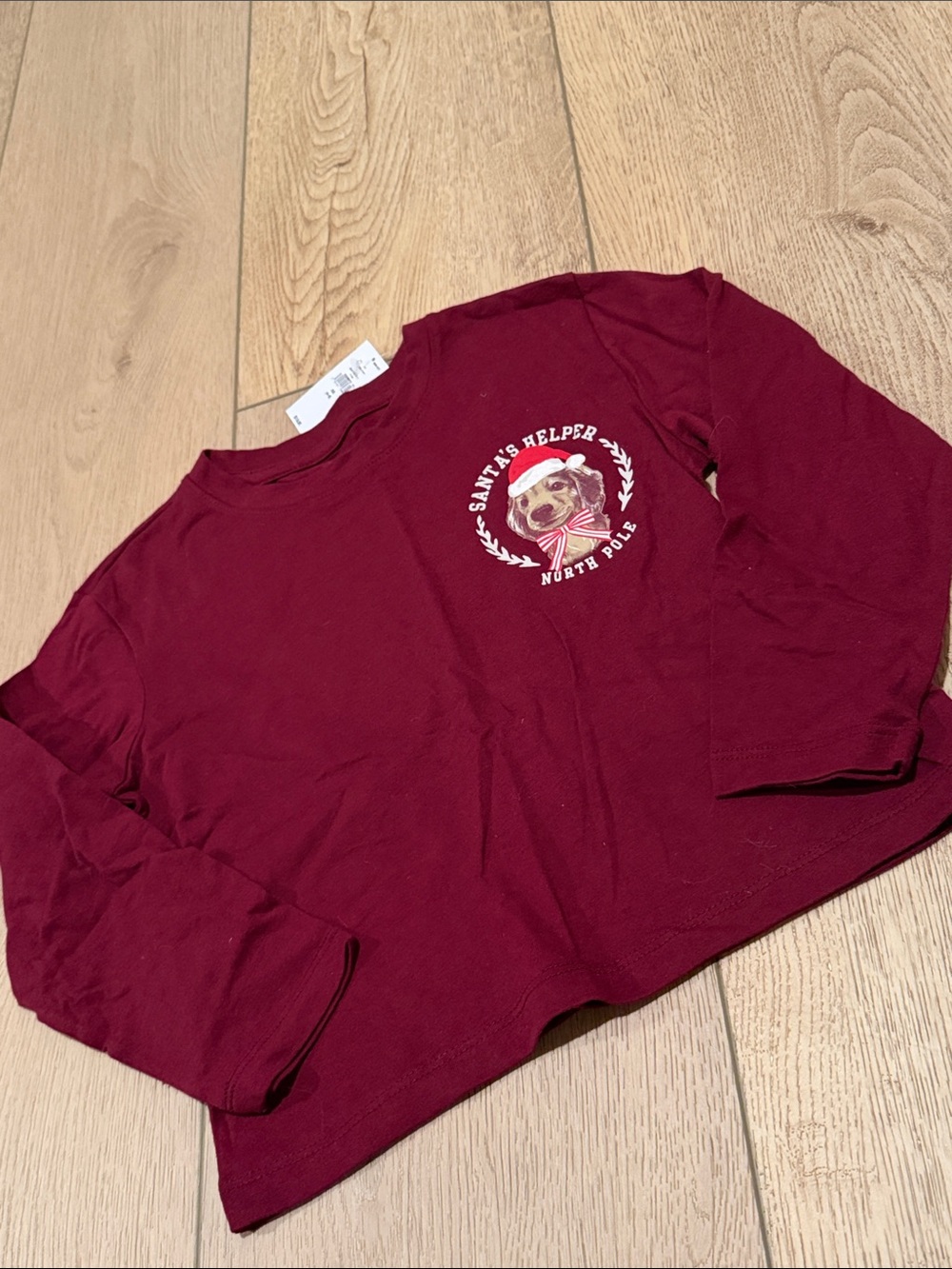 GAP Kids Long-Sleeve Graphic Tee - Burgundy Santa's Helper